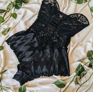 La Perla Vintage Lace Corset Style bodysuit pleated plisse